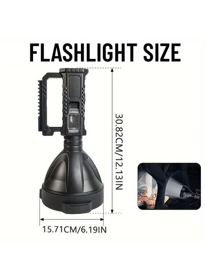 USB Rechargeable LED Flashlight With Tripod 4 Modes Portable Searchlight For Camping Hunting - Image 3